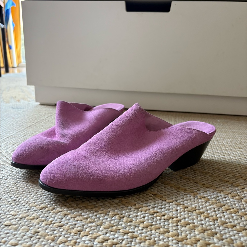 Charlotte Stone Pink Fuchsia Suede Mules